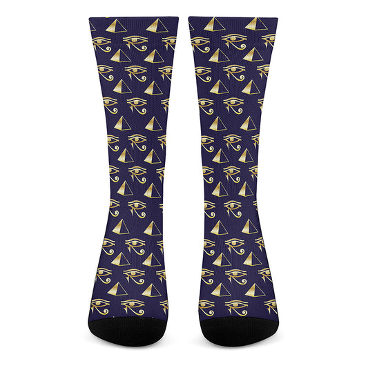 Egypt Eye Of Horus Pattern Print Crew Socks
