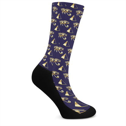 Egypt Eye Of Horus Pattern Print Crew Socks