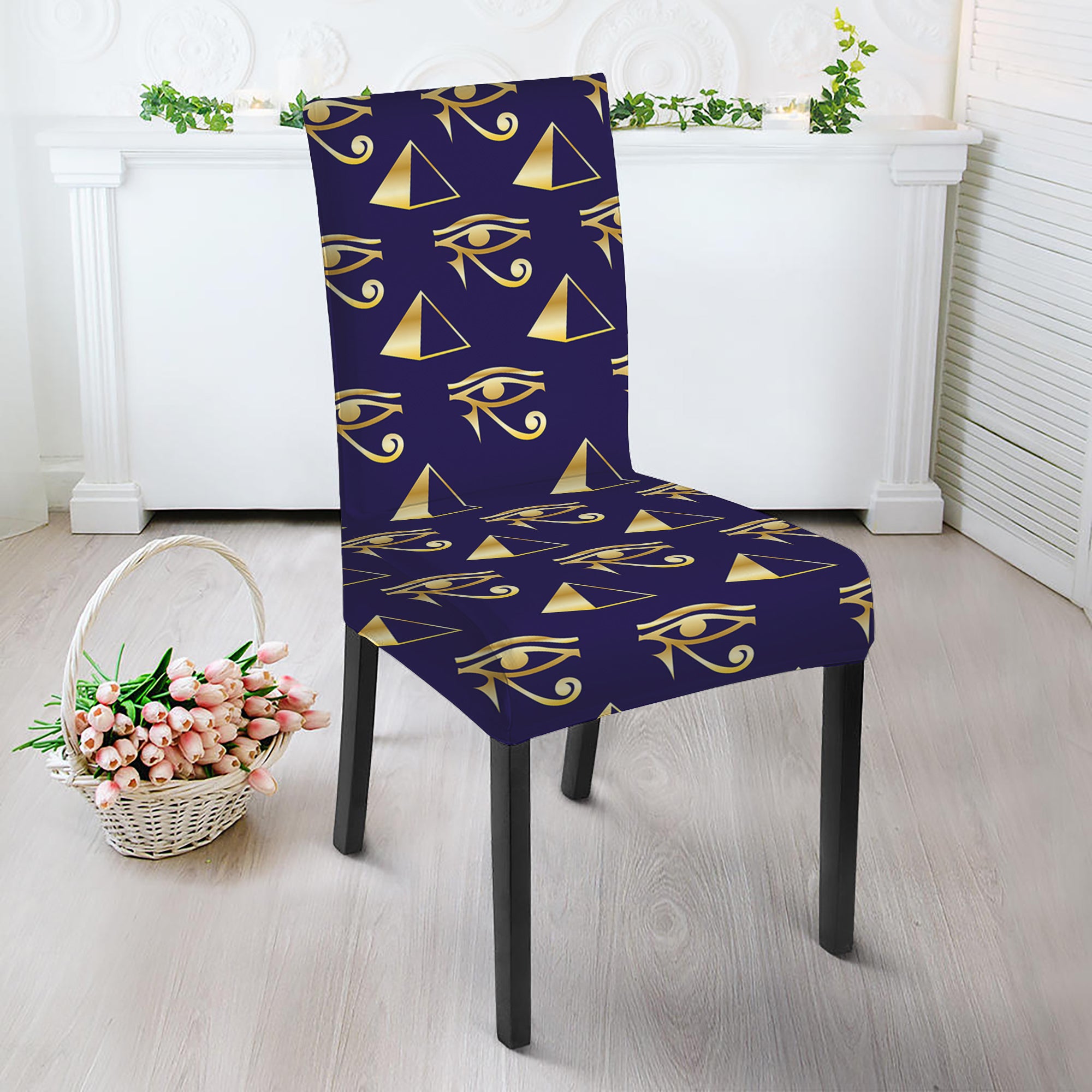 Egypt Eye Of Horus Pattern Print Dining Chair Slipcover