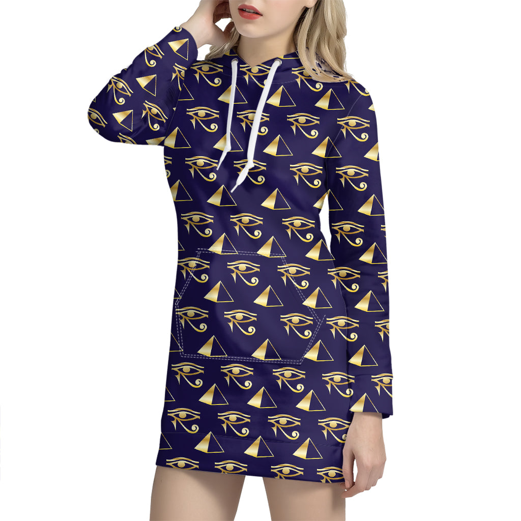 Egypt Eye Of Horus Pattern Print Hoodie Dress