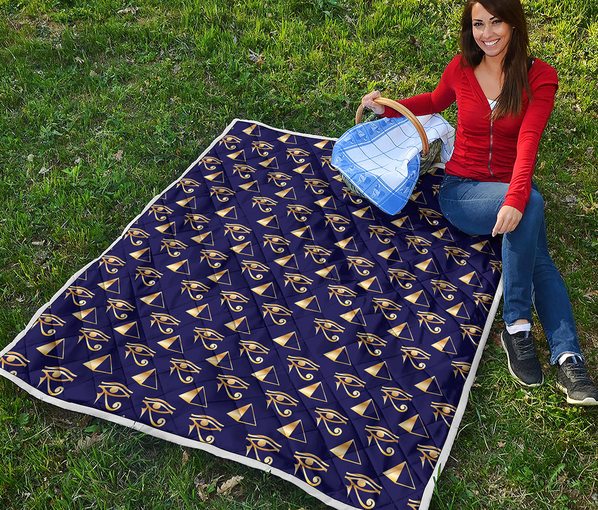 Egypt Eye Of Horus Pattern Print Quilt