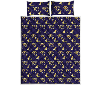 Egypt Eye Of Horus Pattern Print Quilt Bed Set