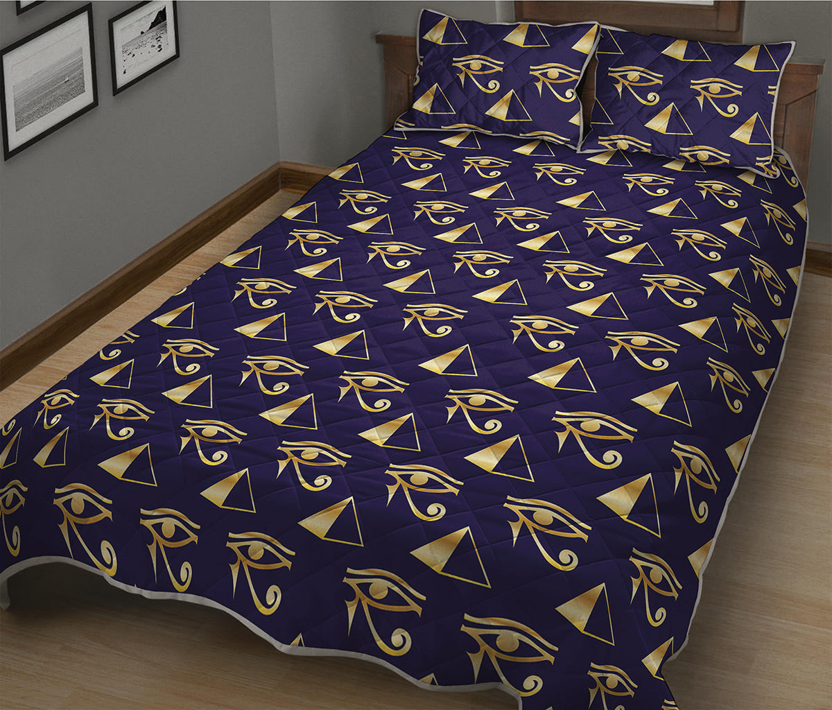 Egypt Eye Of Horus Pattern Print Quilt Bed Set