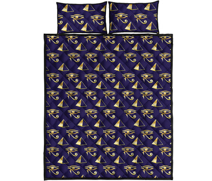 Egypt Eye Of Horus Pattern Print Quilt Bed Set