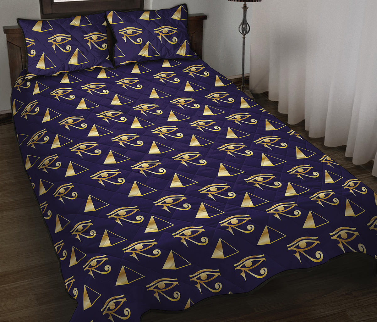 Egypt Eye Of Horus Pattern Print Quilt Bed Set