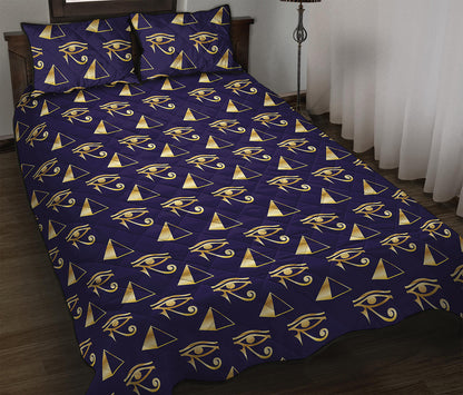Egypt Eye Of Horus Pattern Print Quilt Bed Set