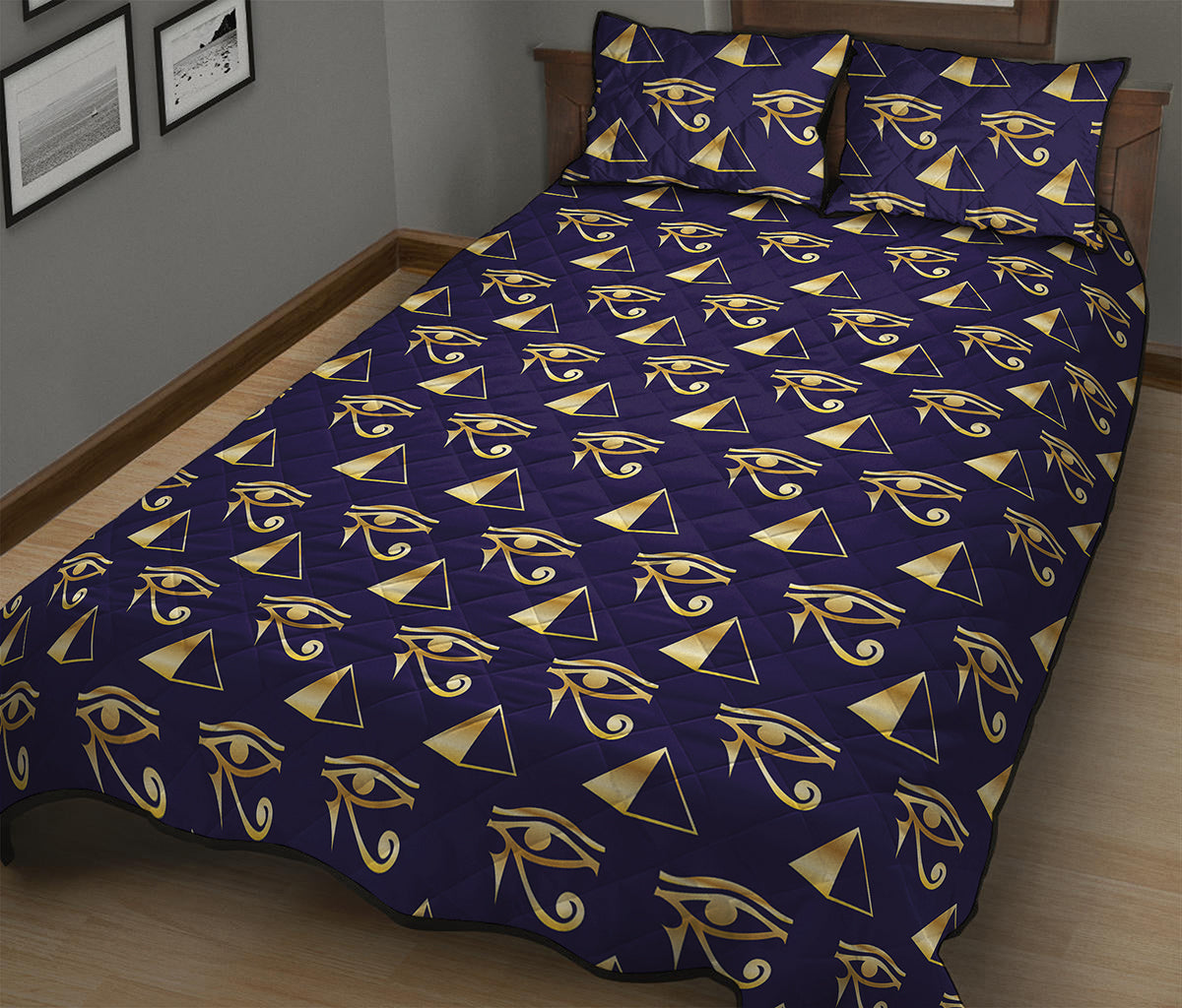Egypt Eye Of Horus Pattern Print Quilt Bed Set