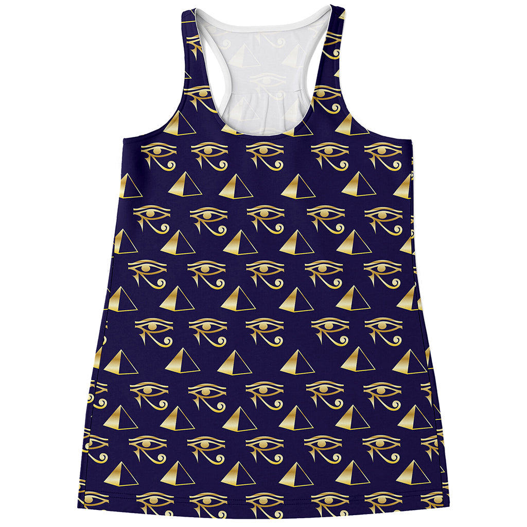Egypt Eye Of Horus Pattern Print Women's Racerback Tank Top