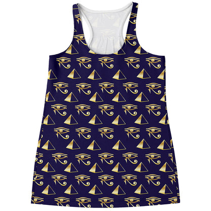 Egypt Eye Of Horus Pattern Print Women's Racerback Tank Top