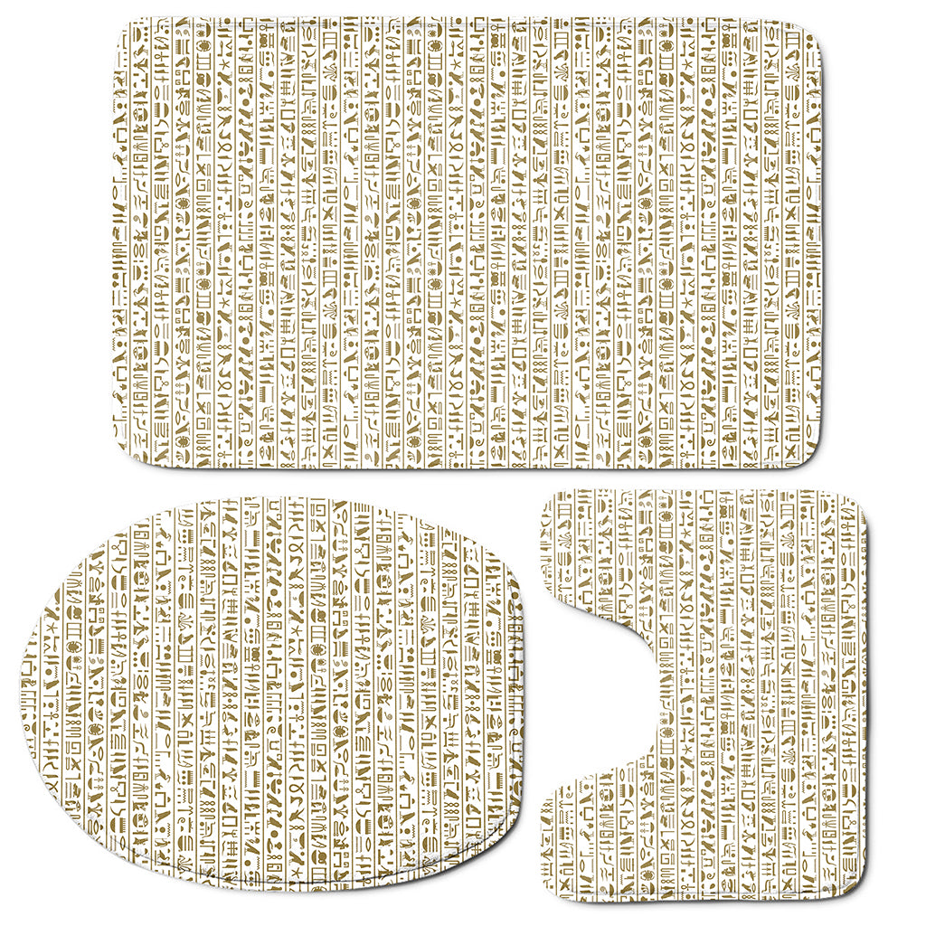 Egypt Hieroglyphs Pattern Print 3 Piece Bath Mat Set
