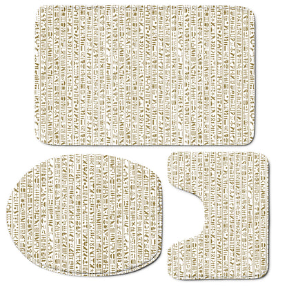 Egypt Hieroglyphs Pattern Print 3 Piece Bath Mat Set