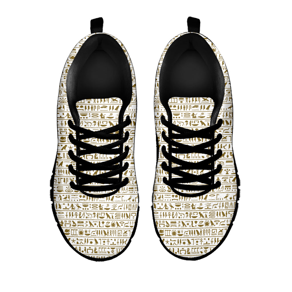 Egypt Hieroglyphs Pattern Print Black Sneakers