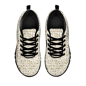 Egypt Hieroglyphs Pattern Print Black Sneakers