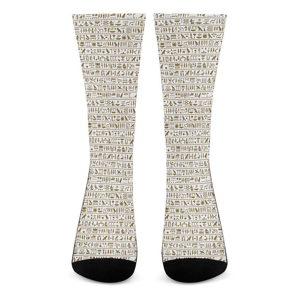 Egypt Hieroglyphs Pattern Print Crew Socks