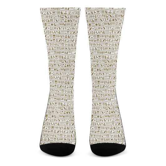 Egypt Hieroglyphs Pattern Print Crew Socks