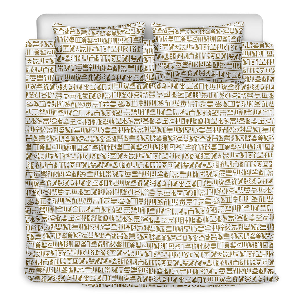 Egypt Hieroglyphs Pattern Print Duvet Cover Bedding Set