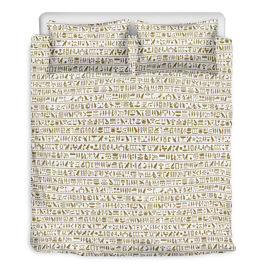 Egypt Hieroglyphs Pattern Print Duvet Cover Bedding Set