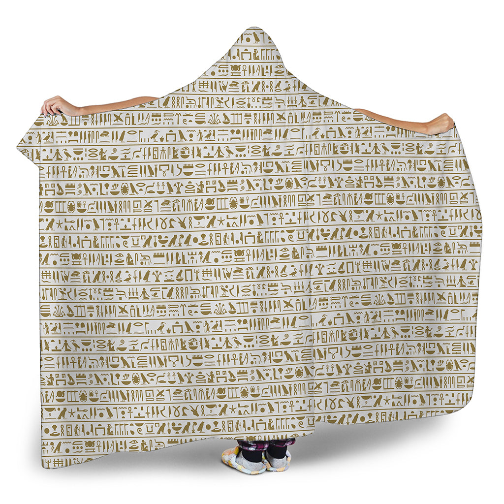 Egypt Hieroglyphs Pattern Print Hooded Blanket