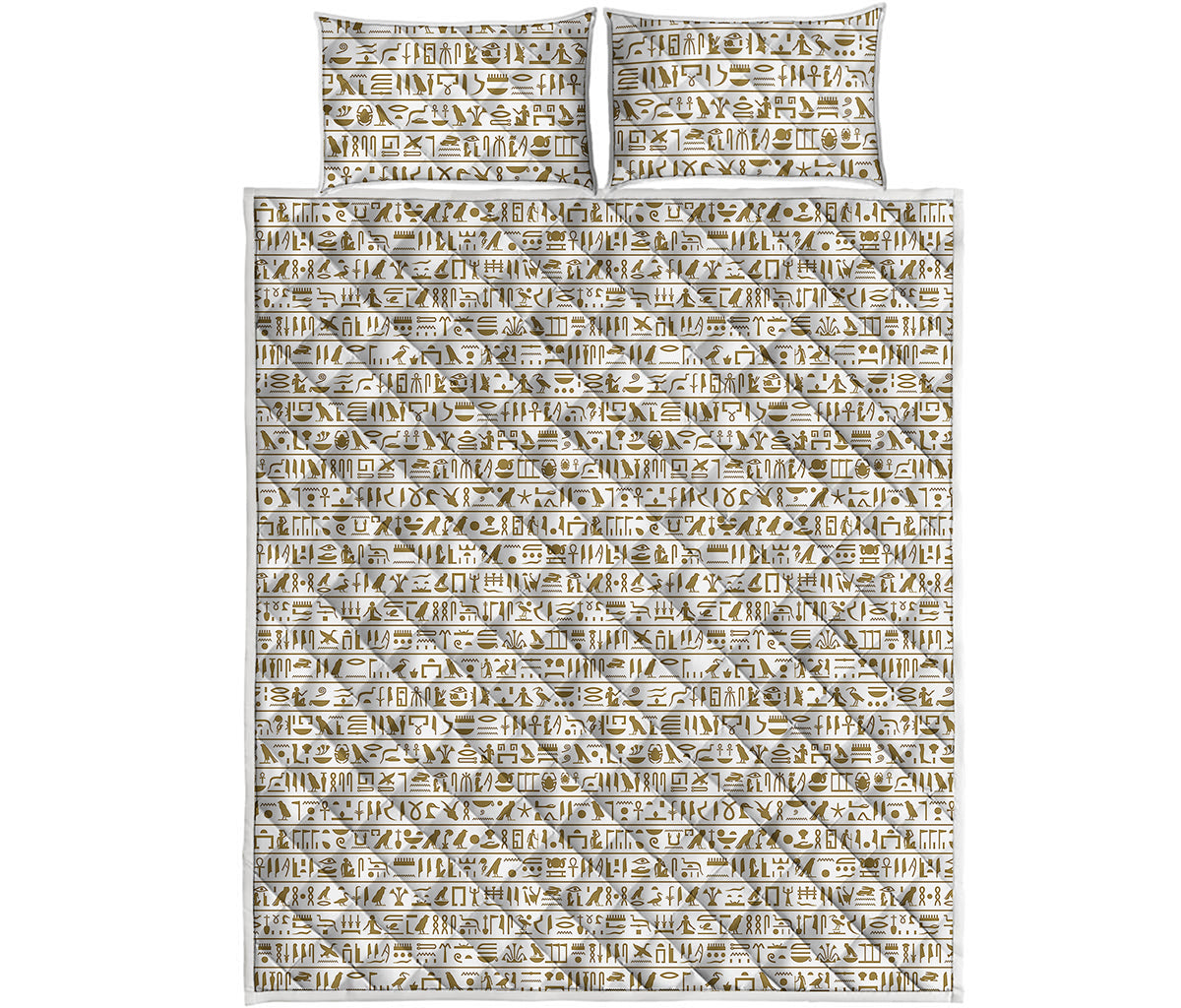 Egypt Hieroglyphs Pattern Print Quilt Bed Set