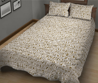 Egypt Hieroglyphs Pattern Print Quilt Bed Set