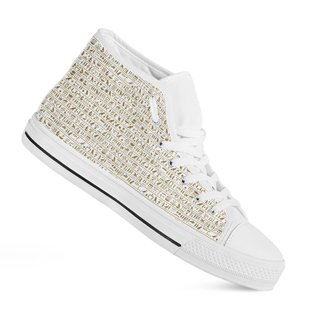 Egypt Hieroglyphs Pattern Print White High Top Shoes