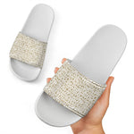 Egypt Hieroglyphs Pattern Print White Slide Sandals