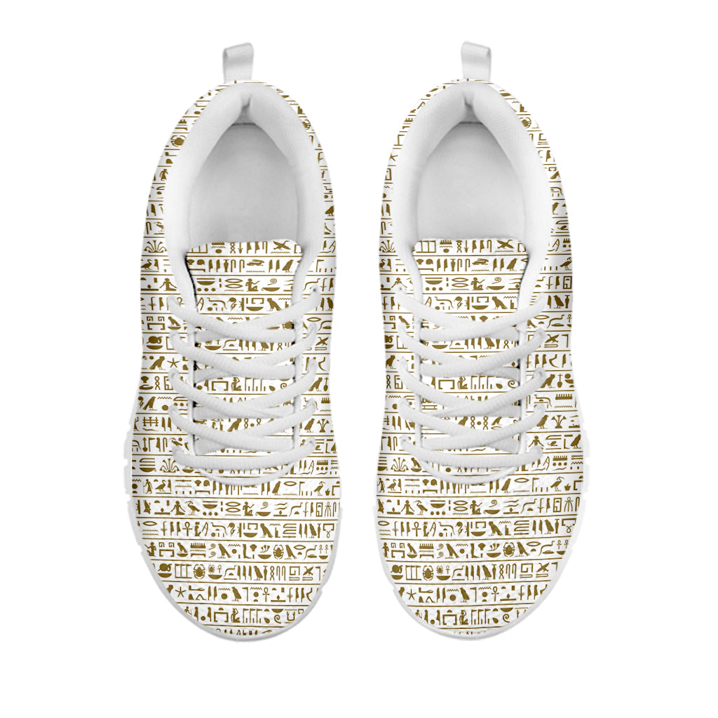 Egypt Hieroglyphs Pattern Print White Sneakers