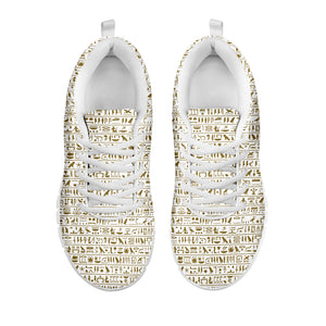 Egypt Hieroglyphs Pattern Print White Sneakers