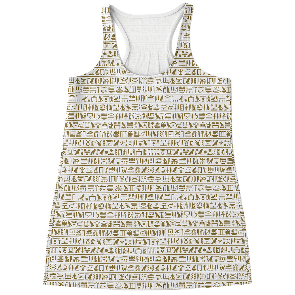 Egypt Hieroglyphs Pattern Print Women's Racerback Tank Top