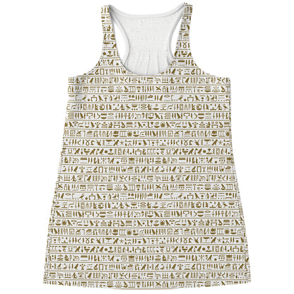 Egypt Hieroglyphs Pattern Print Women's Racerback Tank Top