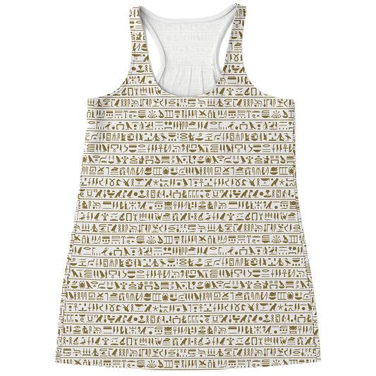 Egypt Hieroglyphs Pattern Print Women's Racerback Tank Top