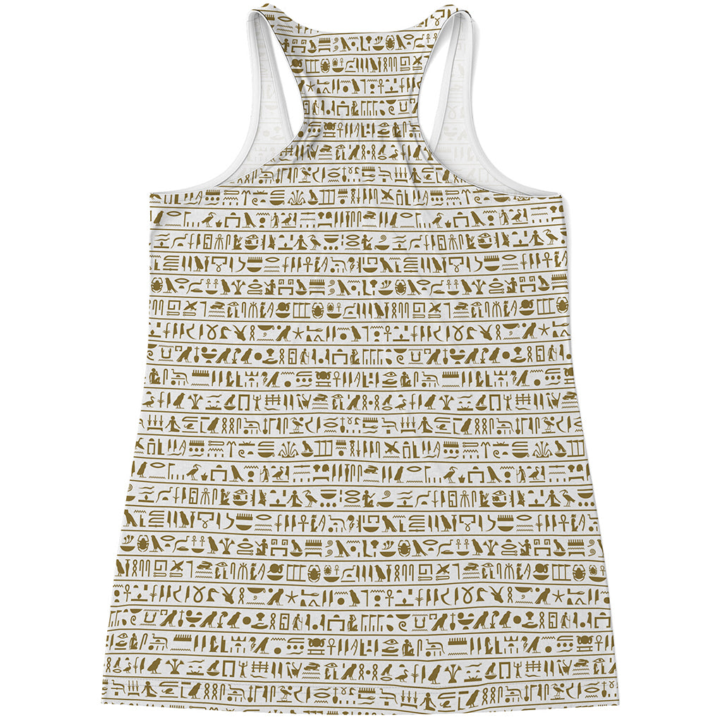 Egypt Hieroglyphs Pattern Print Women's Racerback Tank Top