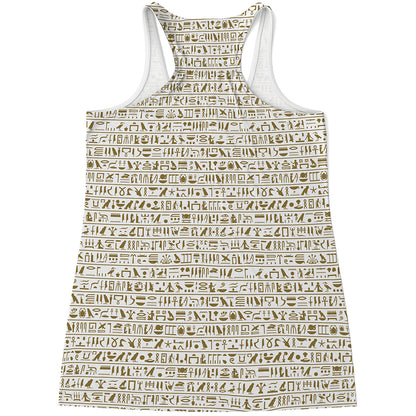 Egypt Hieroglyphs Pattern Print Women's Racerback Tank Top