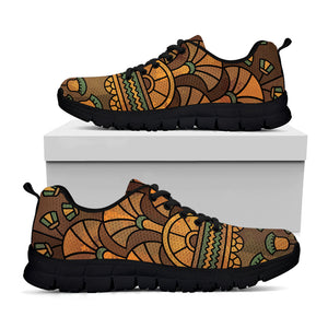 Egyptian Ethnic Pattern Print Black Sneakers