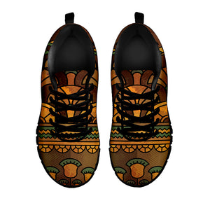 Egyptian Ethnic Pattern Print Black Sneakers