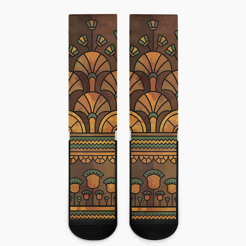 Egyptian Ethnic Pattern Print Crew Socks