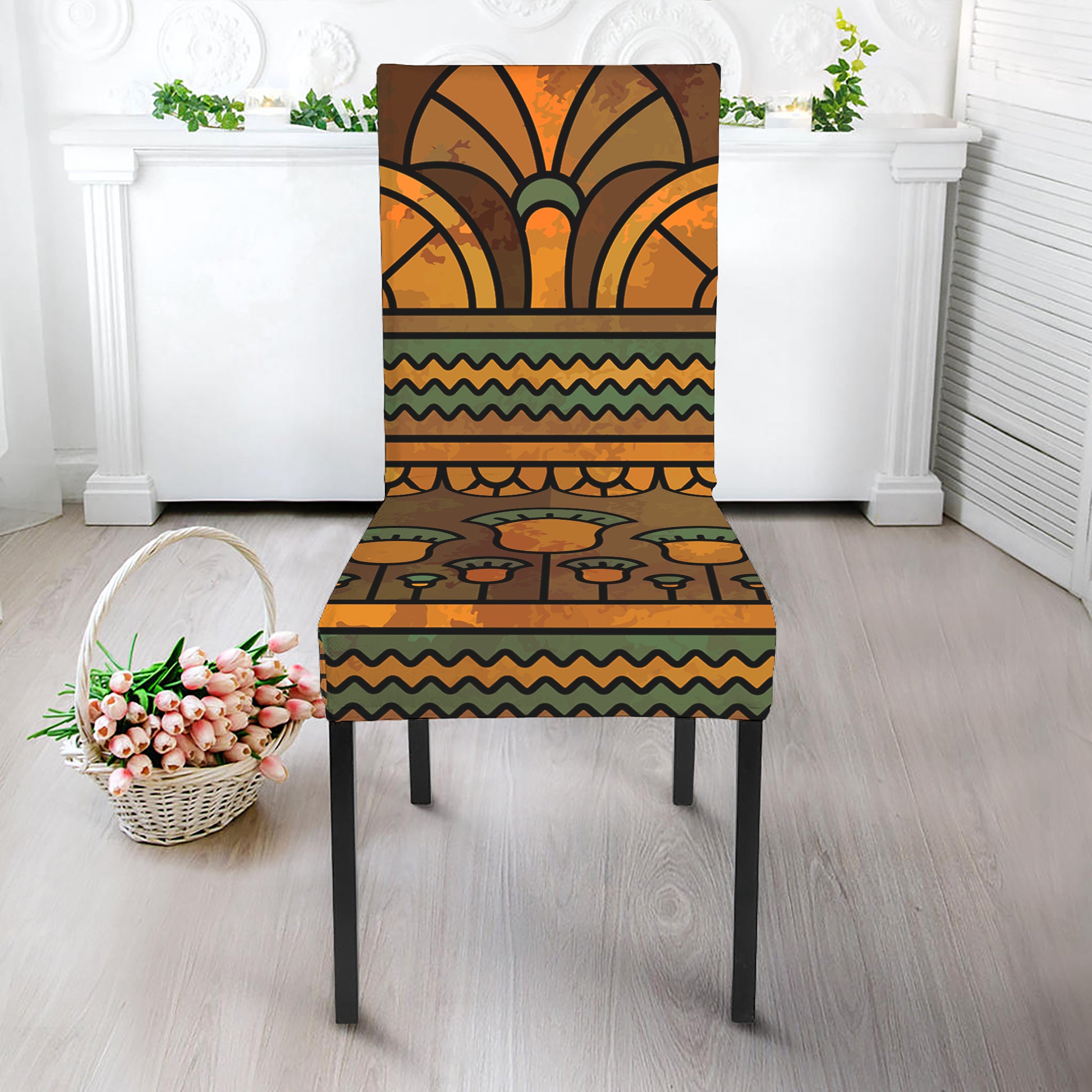 Egyptian Ethnic Pattern Print Dining Chair Slipcover