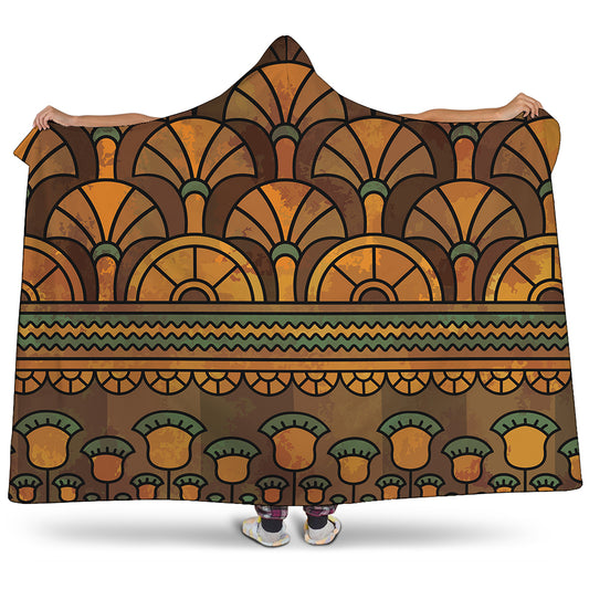 Egyptian Ethnic Pattern Print Hooded Blanket