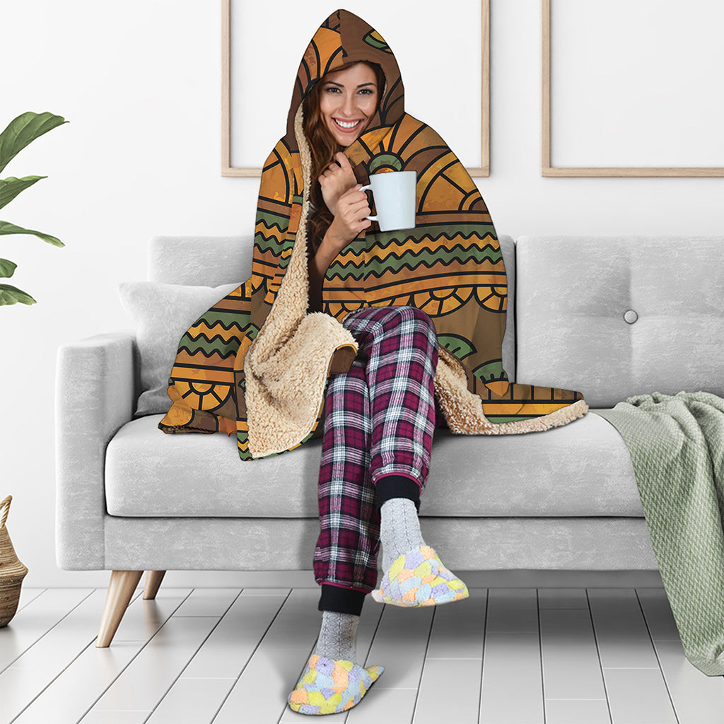 Egyptian Ethnic Pattern Print Hooded Blanket