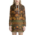 Egyptian Ethnic Pattern Print Pullover Hoodie Dress