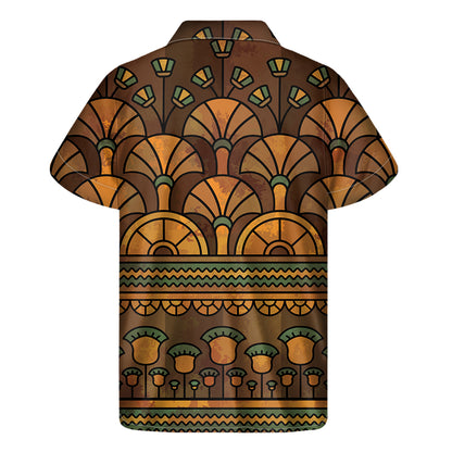 Egyptian Ethnic Pattern Print Men's Short Sleeve Shirt