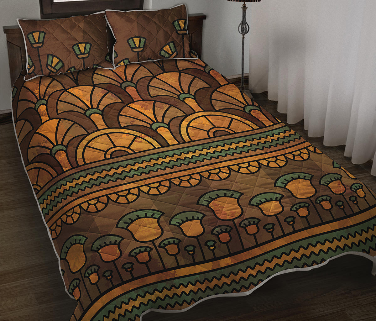 Egyptian Ethnic Pattern Print Quilt Bed Set