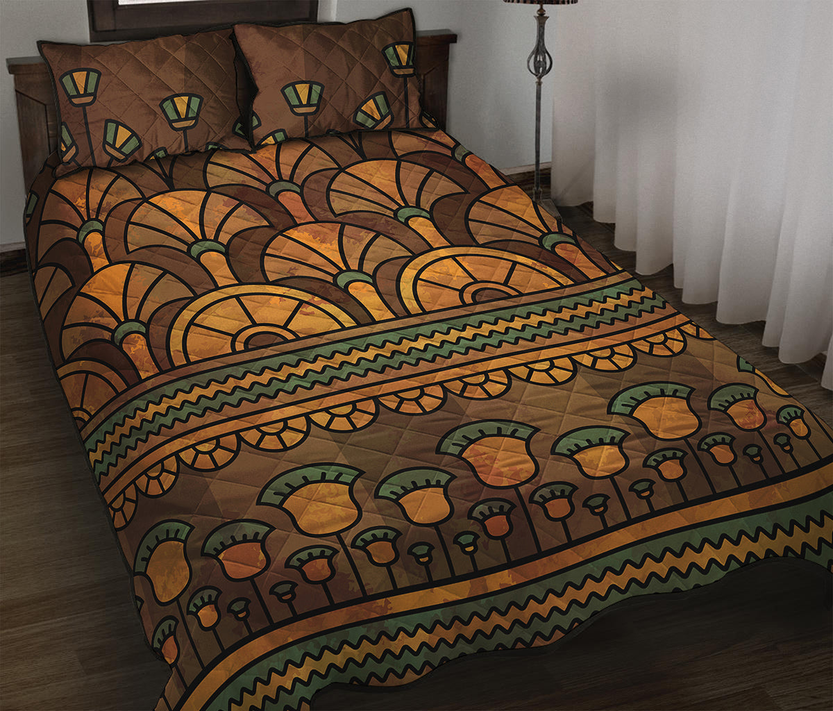 Egyptian Ethnic Pattern Print Quilt Bed Set
