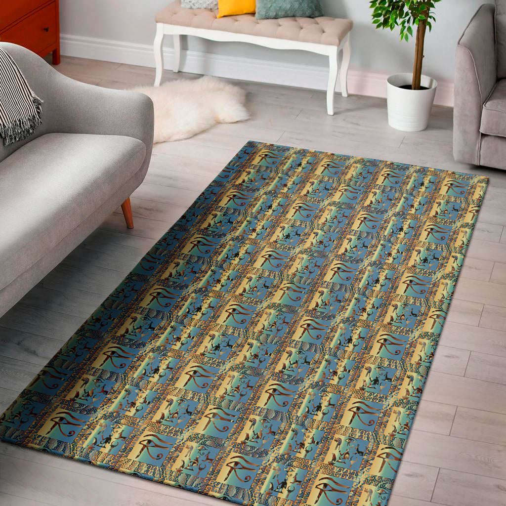 Egyptian Eye Of Horus Pattern Print Area Rug