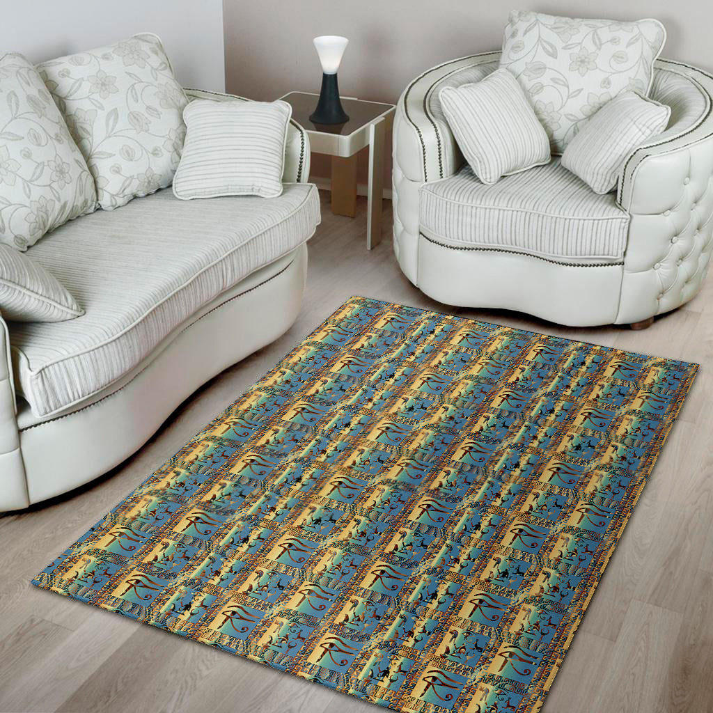 Egyptian Eye Of Horus Pattern Print Area Rug