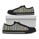 Egyptian Eye Of Horus Pattern Print Black Low Top Shoes