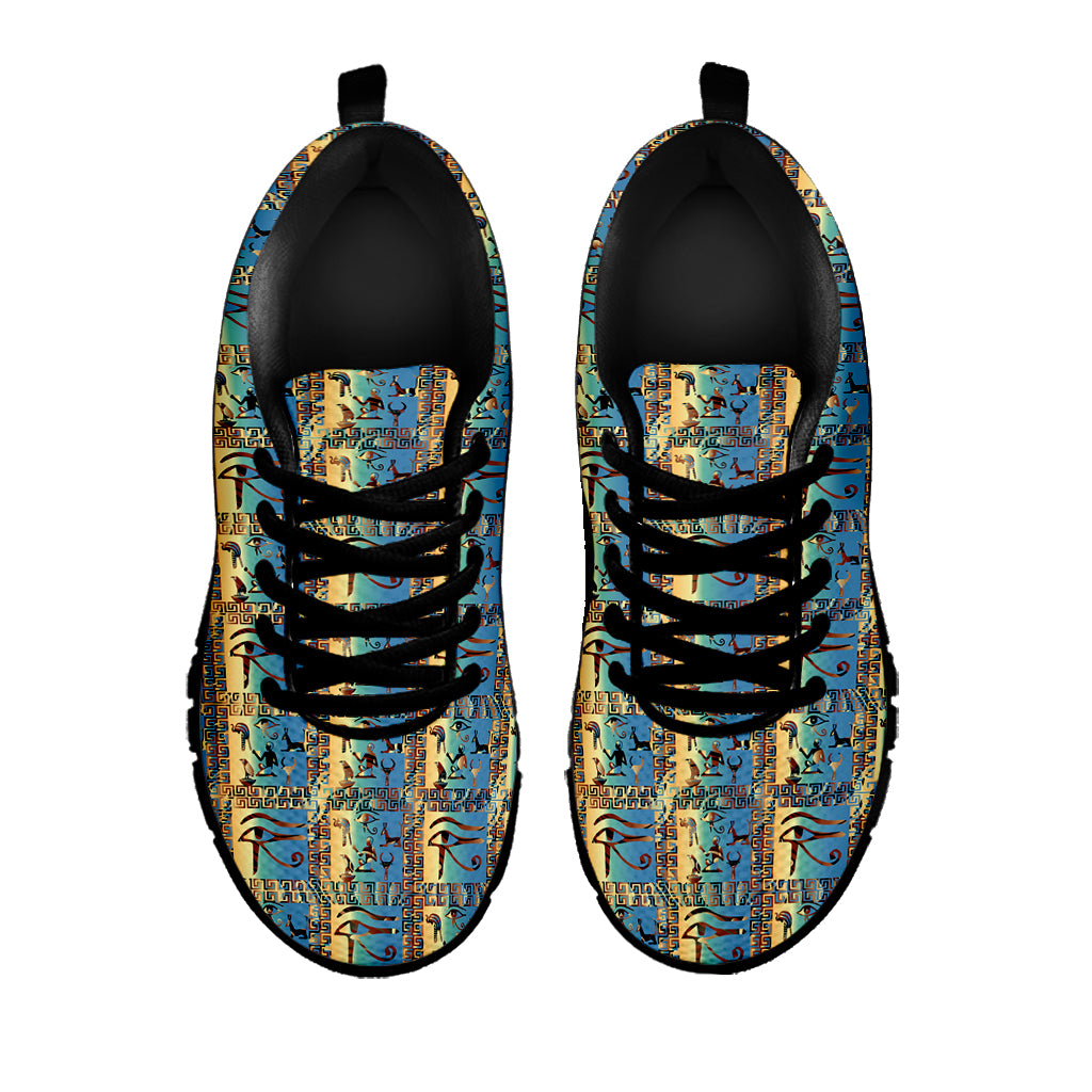 Egyptian Eye Of Horus Pattern Print Black Sneakers