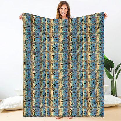 Egyptian Eye Of Horus Pattern Print Blanket