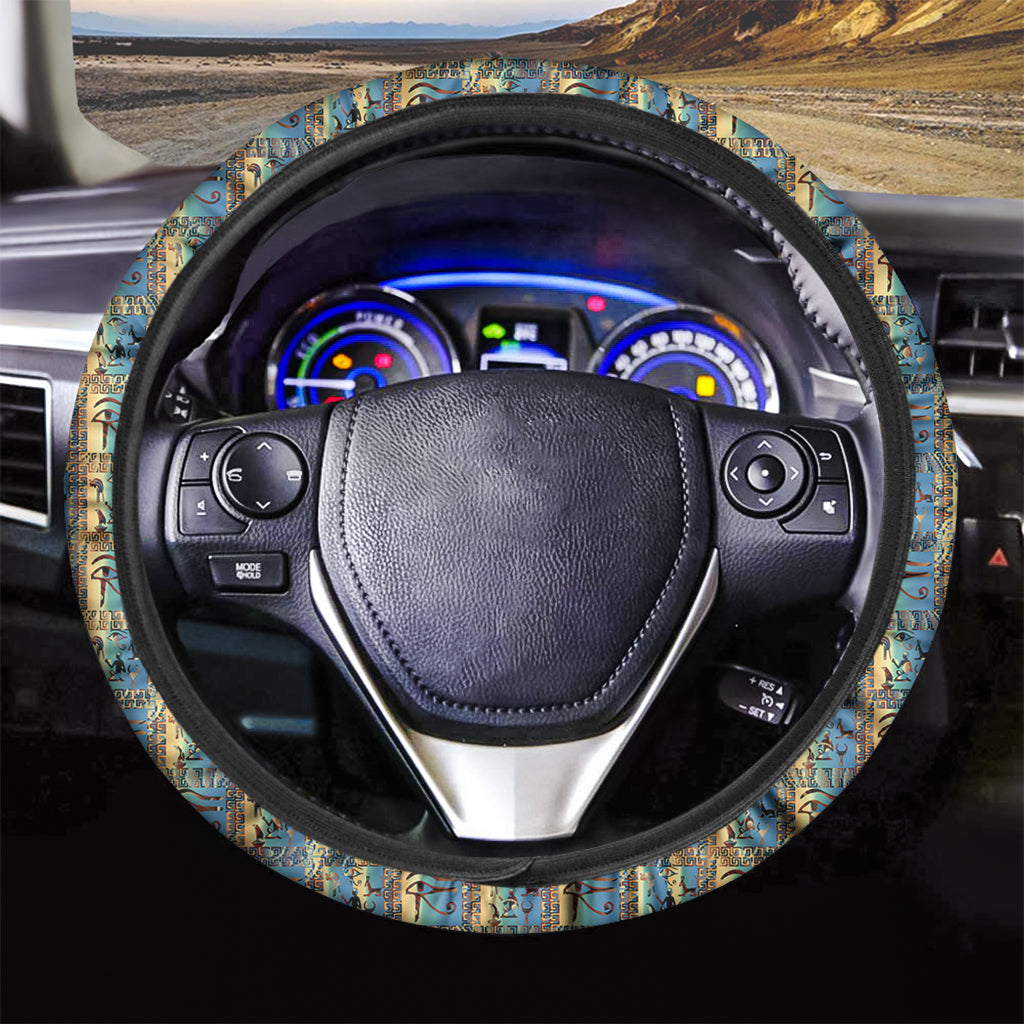 Egyptian Eye Of Horus Pattern Print Car Steering Wheel Cover