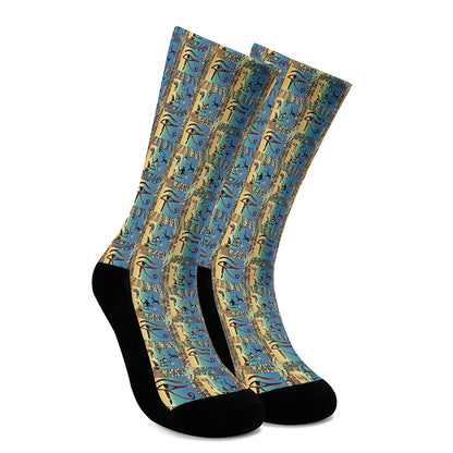 Egyptian Eye Of Horus Pattern Print Crew Socks